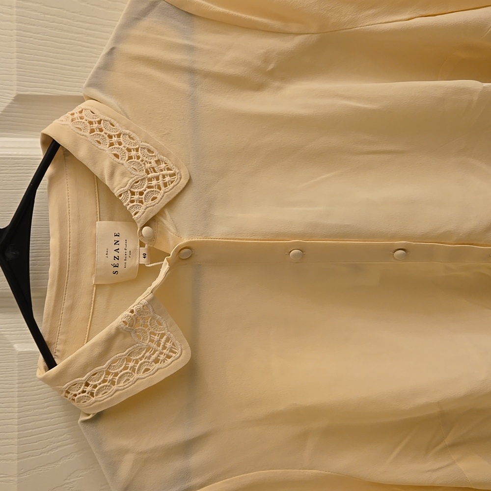 Sezane Vito Rosey Beige 100% Silk Shirt - Picture 8 of 14